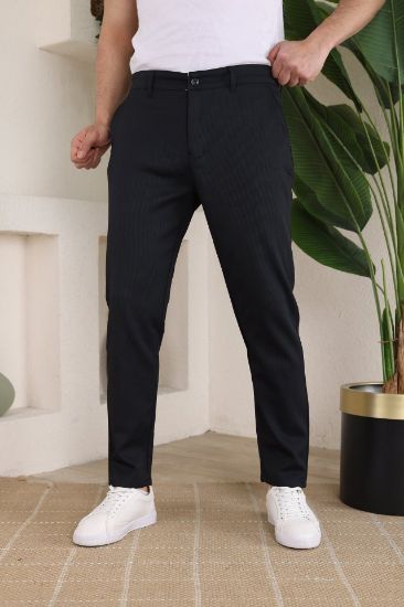 Erkek Casual Slim Fit Cord Desenli Kumaş Pantolon resmi